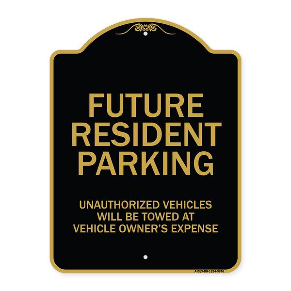 Designer Series-Unauthorized Vehicles Will Be Towed Black & Gold, 24" x 18", BG-1824-9746